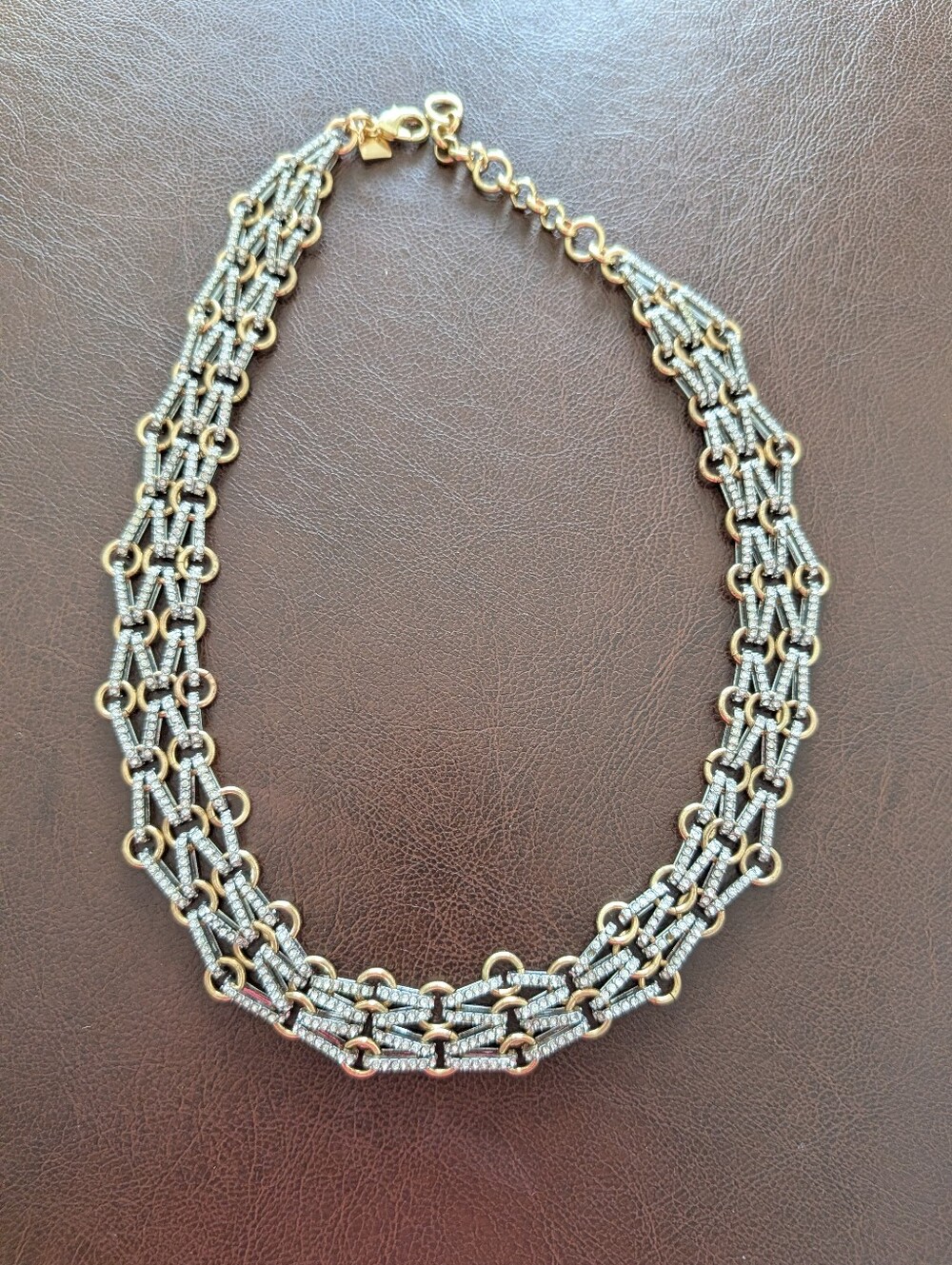 Gold & Silver & CZ Chain Necklace - Women's Fashion Jewelry